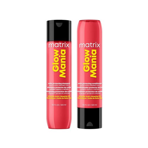 Matrix Glow Mania Color Protecting Shampoo and Conditioner Set - Hydrates & Enhances Shine, Preserves & Protects Moisture & Vibrancy, For Dull & Color-Treated Hair, With Glycolic Acid & Rosehip Oil