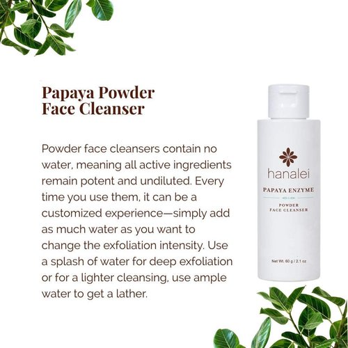 Hanalei Papaya Powder Face Cleanser - Gentle Daily Exfoliating Wash, Hydrating Non-Stripping Formula for All Skin Types - Travel-Friendly - Cruelty-Free & Paraben-Free, 60g