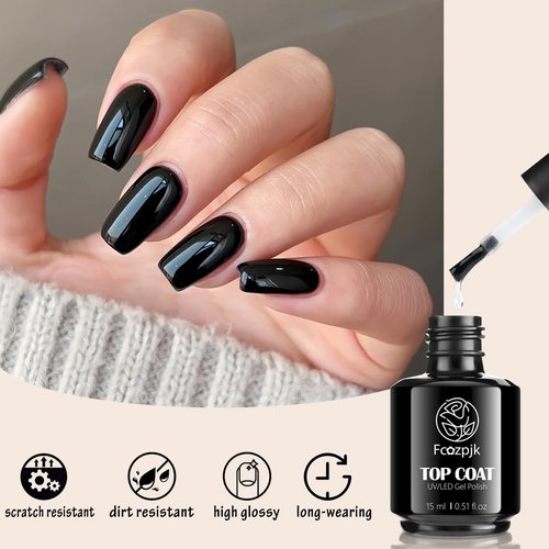 Fcozpjk 15ml No Wipe Gel Top Coat and Base Coat Set