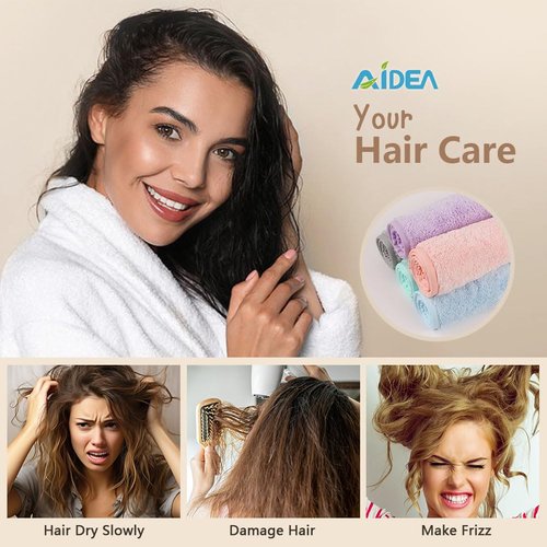 AIDEA Microfiber Hair Towel Wrap, 5 Pack Hair Turbans, Super Absorbent Quick Dry Hair Towel Wrap for All Hair Types Anti Frizz, 26"×10"
