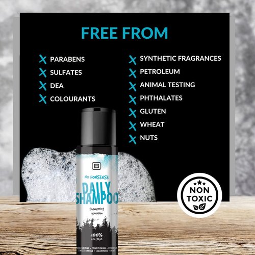 No Nonsense Daily Shampoo - Vegan, Biodegradable Formula for Hydration & Breakage Prevention | Silicone & Paraben-Free
