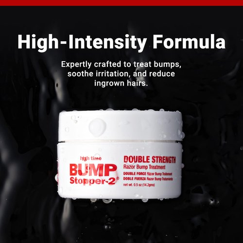 High Time Bump Stopper 2 Double Strength Ingrown Hair Cream - Aftershave Lotion for Men & Women | 0.5 OZ (2 Pack)