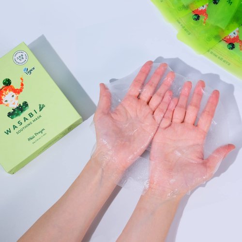 Miss Dragon Wasabi Soothing Mask – Calming & Hydrating Korean Face Masks (10 Pack) with Hyaluronic Acid