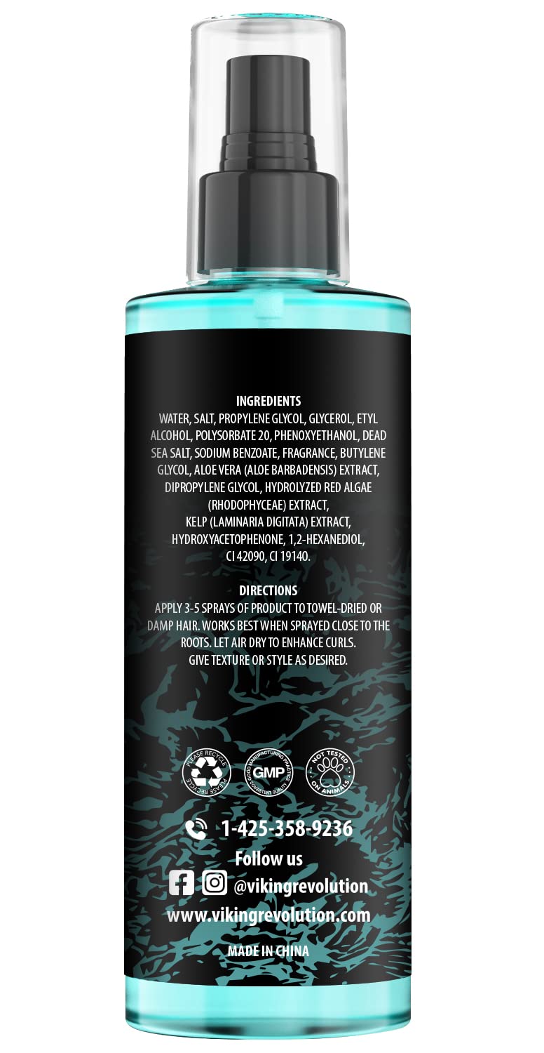 Viking Revolution Sea Salt Spray - Texturizing Hair Spray with Kelp & Aloe Vera - 8.8oz for Beachy Volume