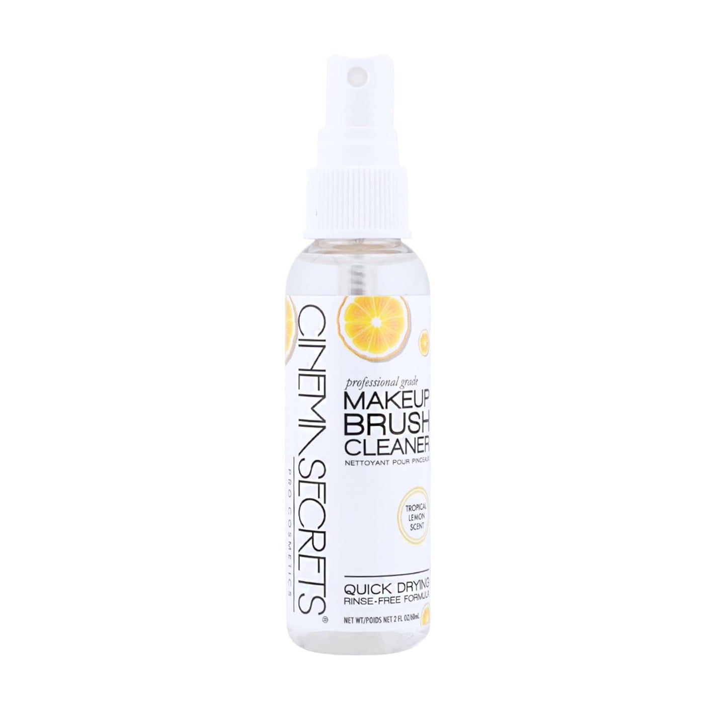 Cinema Secrets Makeup Brush Cleaner Spray - Quick-Drying, Rinse-Free Formula - Removes Waterproof Makeup - Lemon (2 fl oz)