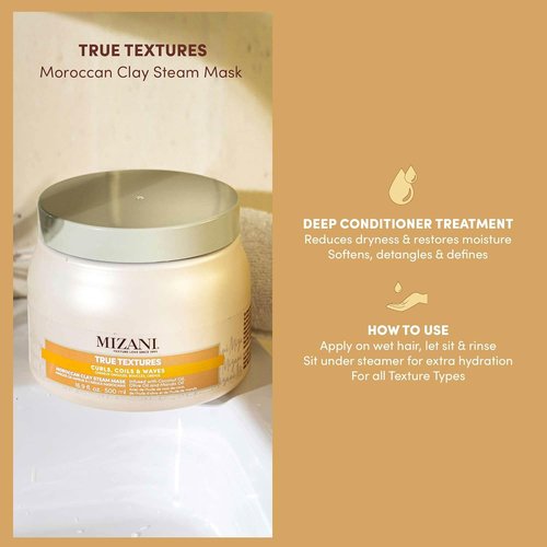 Mizani True Textures Moroccan Clay Steam Mask - Deep Conditioning & Nourishing for Curly Hair