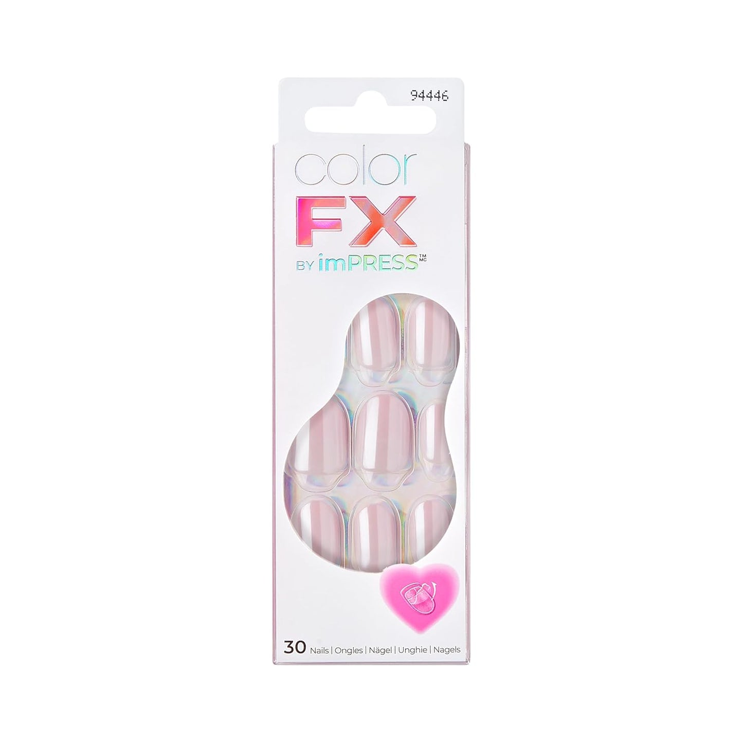 Kiss ColorFX Press On Nails - Adorable Pink Short Oval | Improved Adhesive for Up to 10-Day Hold