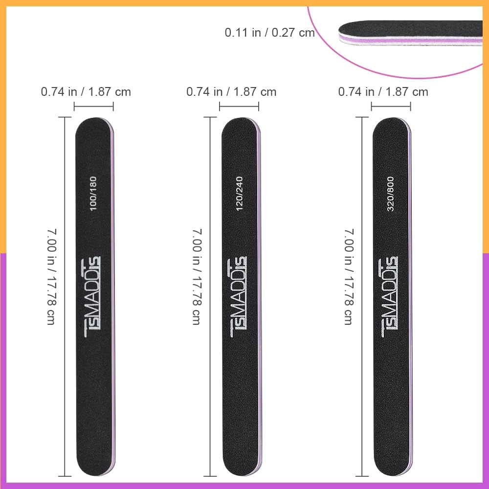 TsMADDTs Nail File Set - 20 Double-Sided Emery Boards for Professional Manicure & Pedicure | Various Grits