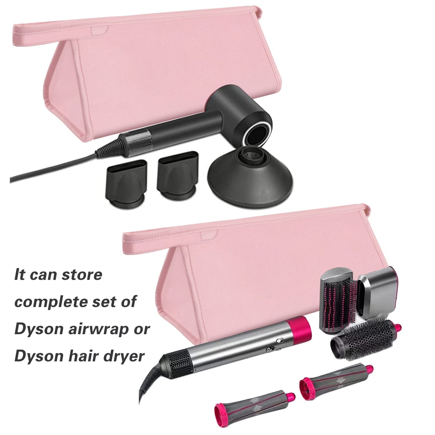 Travel Case for Dyson Airwrap Styler/Shark Flexstyle, Portable Carrying Case for Dyson Supersonic Hair Dryer, Waterproof Anti-scratch Dustproof Shockproof Protection Organizer Travel Storage Bag(Pink)