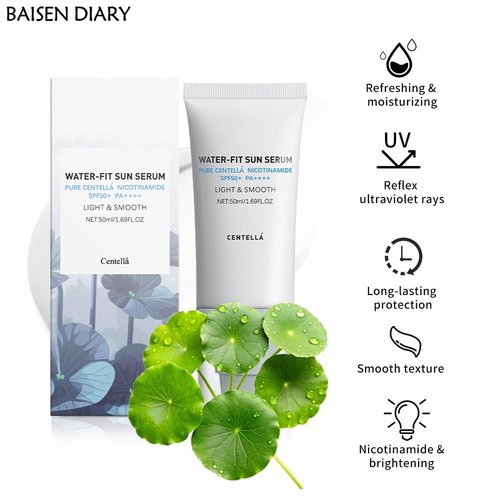 Baisen Diary Centella Sunscreen SPF 50 PA++++ | Lightweight Hydrating Sun Serum for Sensitive Skin