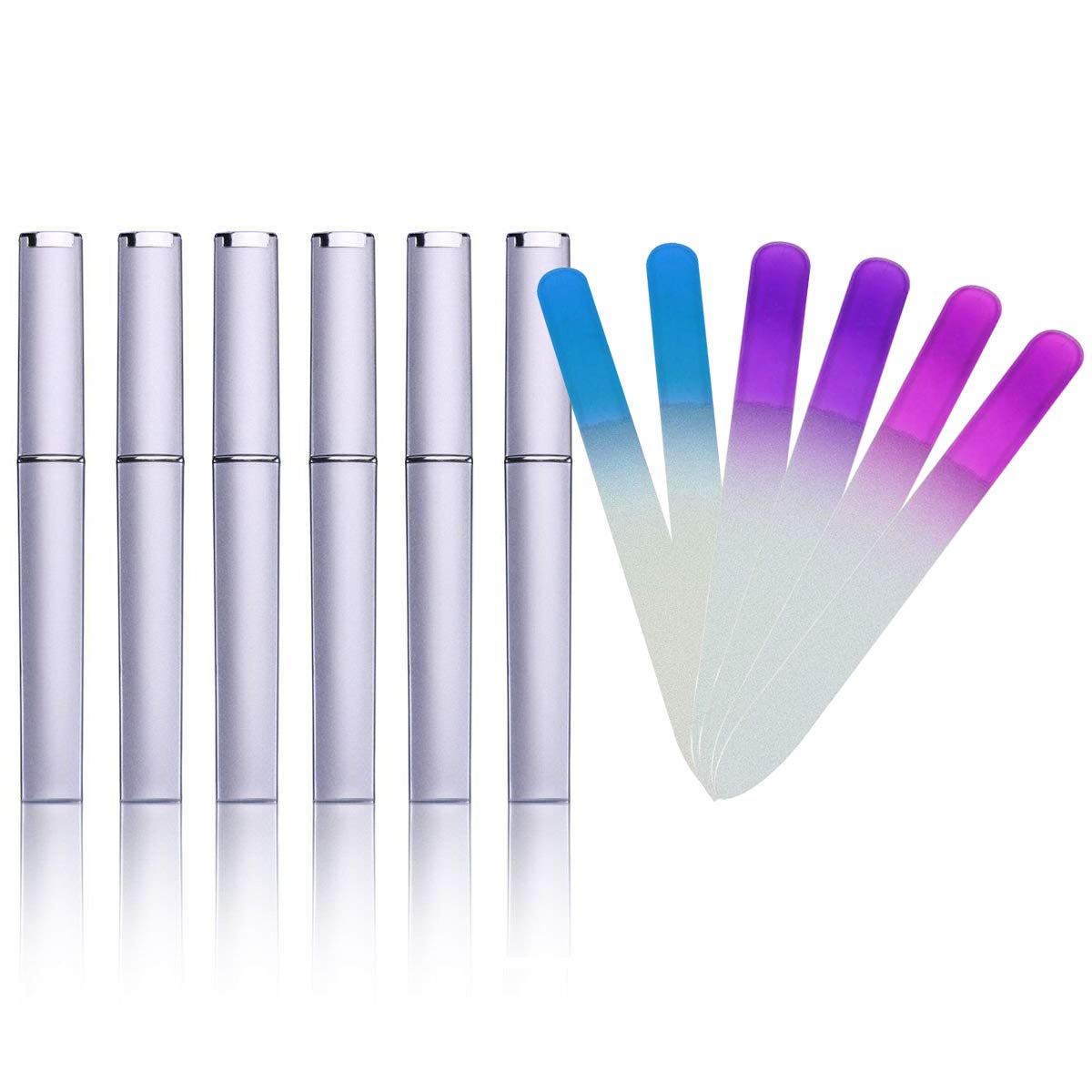Skiennix Beauty Glass Nail File Set - 6 Professional Double-Sided Files with Protective Case for Smooth Manicure & Pedicure