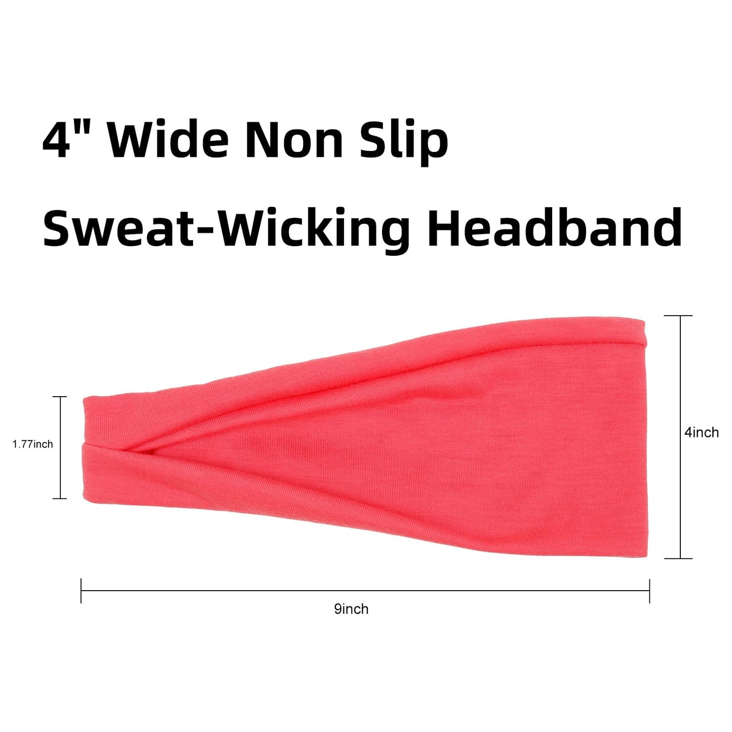 Women's Non-Slip Thick Headbands - Stretchy Sweat Bands for Yoga, Workout, Everyday Use - Pink Fashion Hair Accessories