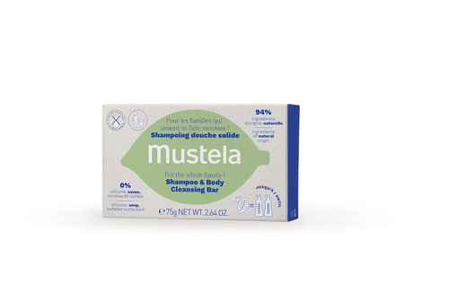Mustela Solid Shampoo & Body Cleansing Bar - Fragrance-Free, Vegan Formula with Avocado & Olive Oil | 2.64 oz.