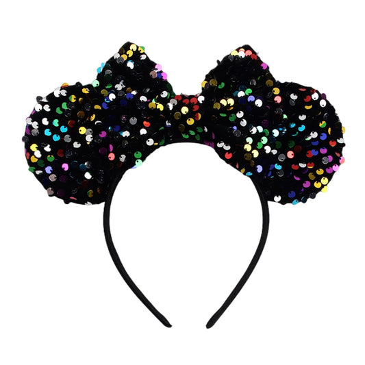 JOYFISCO Mouse Ears Headbands Shiny Bow Mouse Ears Headband Glitter Party Princess Decoration Cosplay Costume for Women Girls