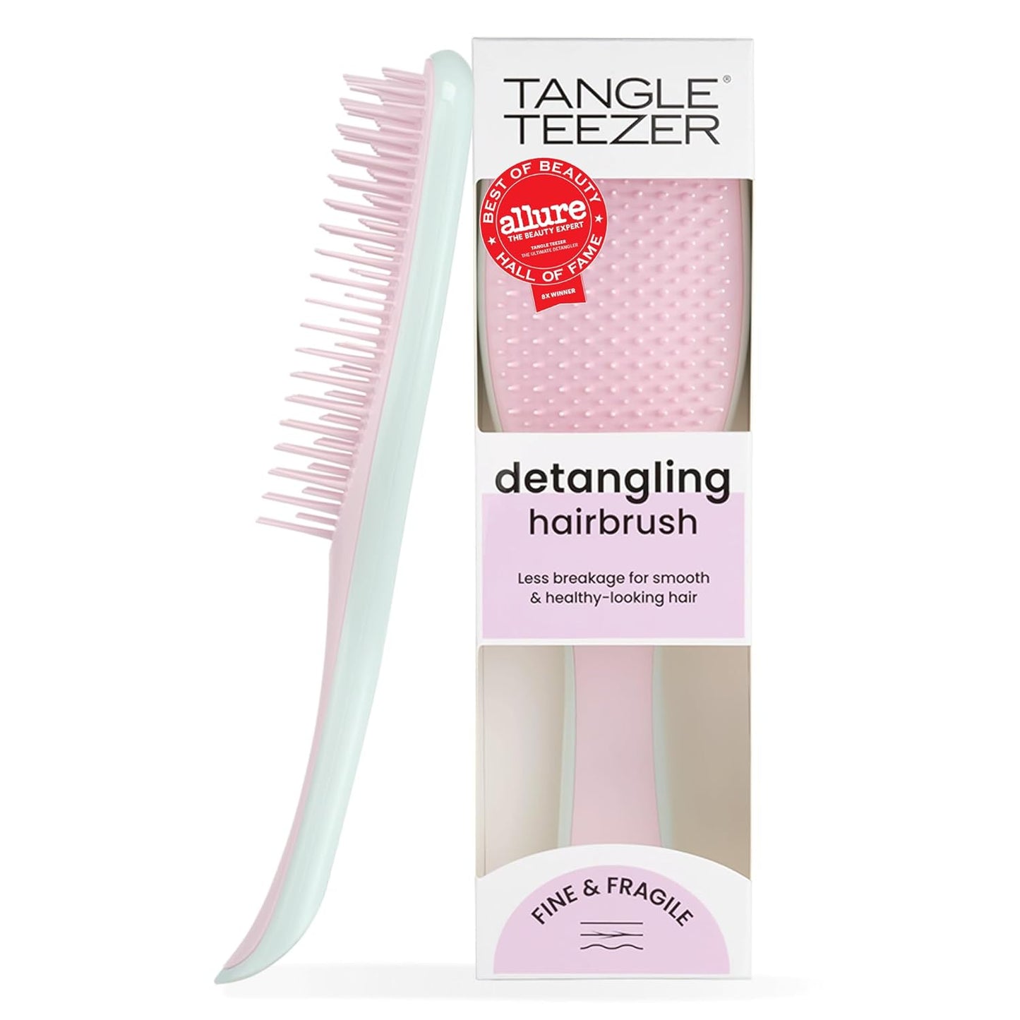 Tangle Teezer Fine Detangler Brush - Reduce Breakage for Fine Hair | Marshmallow Pink & Mint