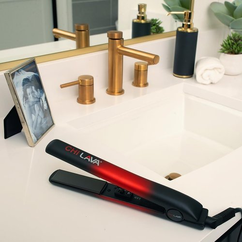 CHI Lava Ceramic Flat Iron - 1″ Hair Straightener with Volcanic Lava Plates for Smooth Styling | 11 ft Swivel Cord