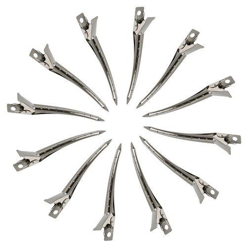 Bantoye Duck Bill Clips - 3.5 Inches Rustproof Metal Alligator Hair Styling Clips | Silver, 24 Packs