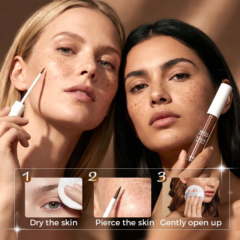 Water Resistant Freckle Pen, Faux Freckles Liquid Makeup, Natural Looking Freckles Stamp, Buildable Fake Freckles for Face 30ml