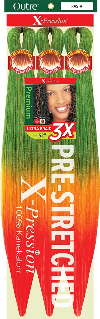 [2 PACK DEAL] Outre X-Pression Braid-Pre Stretched Braid 52" 3X 2 Packs (RASTA)