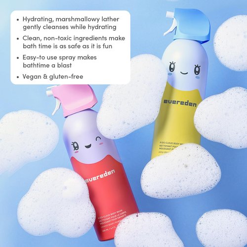 Evereden Kids Shower Essentials Set - 2-in-1 Gentle Shampoo & Conditioner + Cloud Body Wash | Vegan Toddler Care