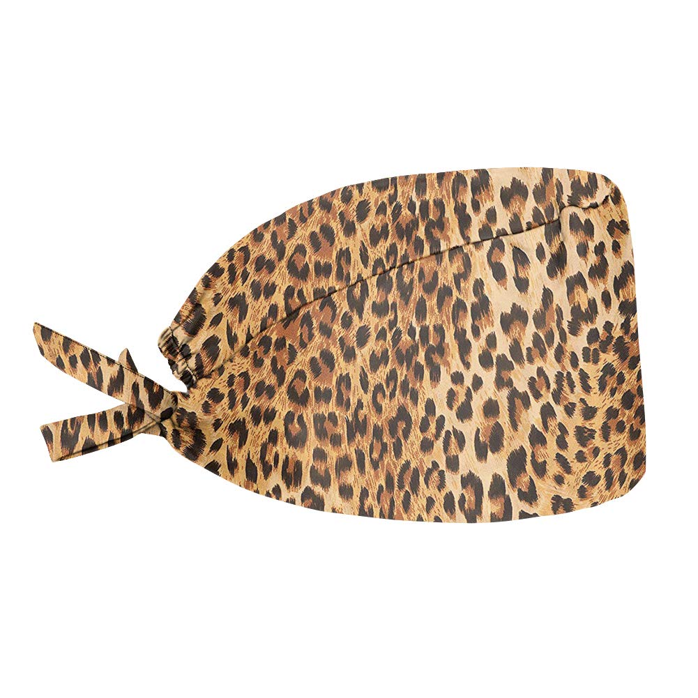 JEOCODY Leopard Print Cap, Working Cap Fashional Hat with Sweatband for Women/Men