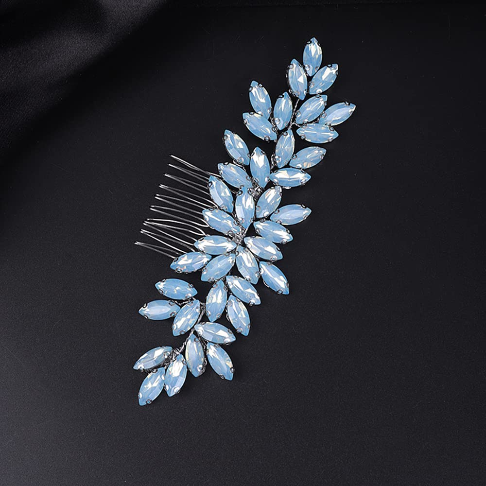 Jumwrit Bride Wedding Hair Comb Rhinestone Bridal Hair Comb Wedding Headpiece Handmade Hair Accessories for Bridesmaid Women Girls(Opal)