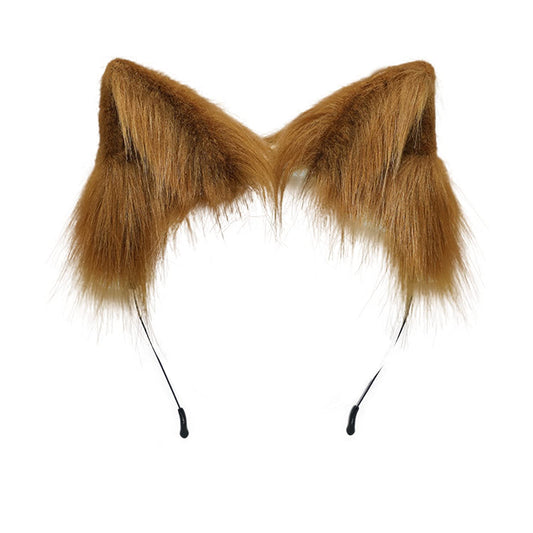 Faylay Wolf/Fox/Cat Ear Cosplay Headwear Girl Accessories Handmade Hairband Furry Ear Faux Fur Headband (SJ-7 Camel)