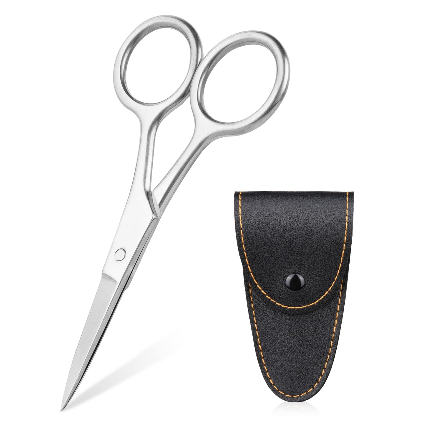 URAQT Cuticle Scissors with Leather Pouch, Manicure Scissors Kits Nail Scissors Sharp Curved Professional Stainless Steel Manicure, Grooming Scissors for Eyebrow, Mustache, Dry Skin - Nail Scissors