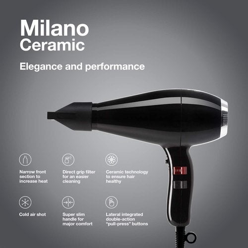 Elchim Milano Ceramic Hair Dryer - Professional Quality | Sleek Black Design