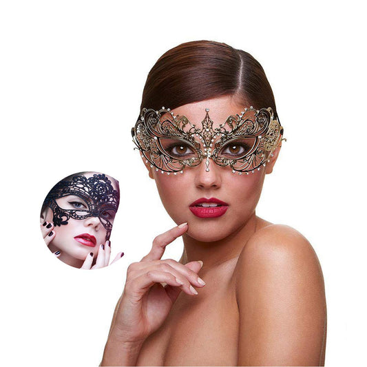 MYMENU Masquerade Mask for Women Shiny Rhinestone Venetian Party Prom Ball Metal Mask (Golden Butterfly)