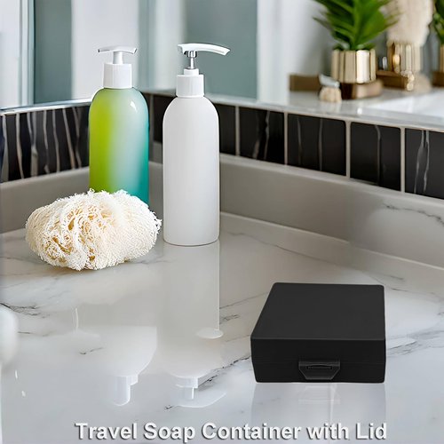 Elimeta Soap Container, Shower Square Bar Holder Fit Handmade Soap, Travel Soap Case (Matt Black)