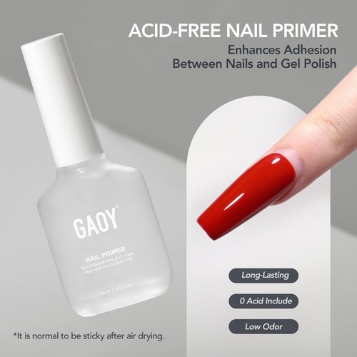 GAOY Nail Dehydrator and Primer Set - Acid-Free Natural Prep for Gel Nail Polish | 2 Pcs
