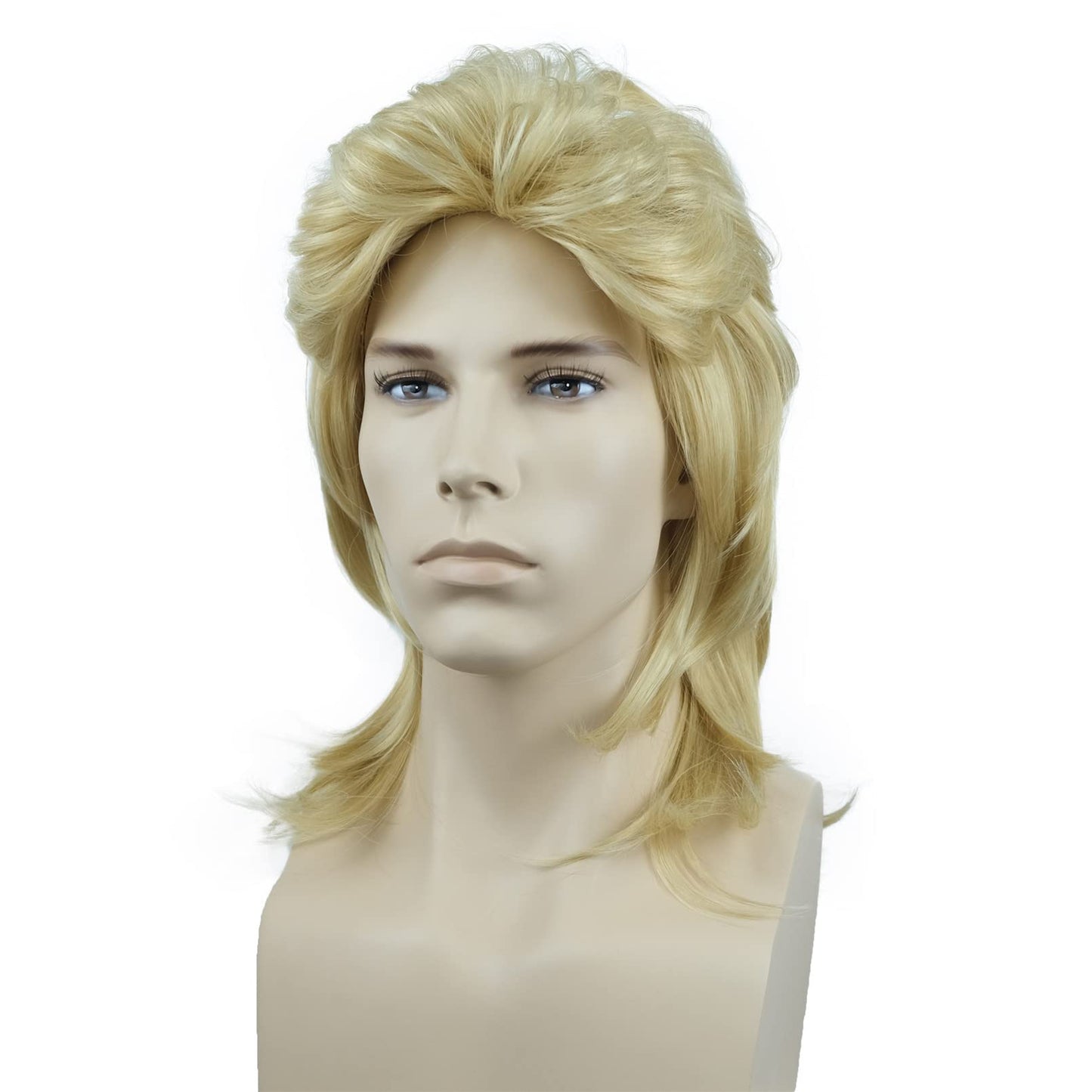 Aimole Mens Gold Wig Retro 70s 80s Costumes Fancy Party Disco Rocker Punk Halloween Cosplay Wigs