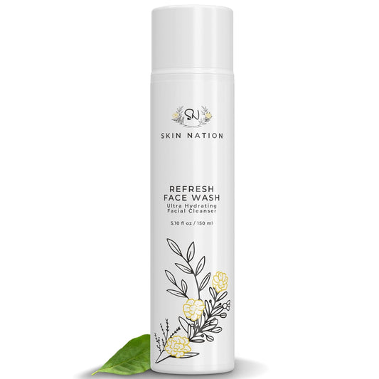 Skin Nation Hydrating Face Wash - Organic Aloe & Chamomile for All Skin Types | 5.1 Fl Oz, Paraben & Sulfate Free