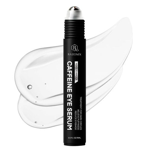 RAZONIX Eye Roller - Caffeine Eye Serum for Dark Circles & Puffiness | 0.5 Fl Oz, Unscented
