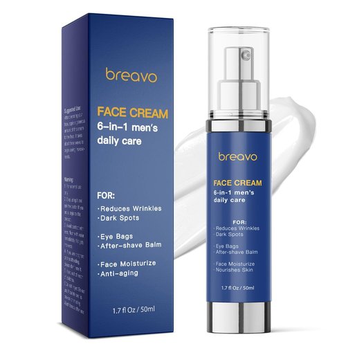 Breavo 6 in 1 Face Cream for Men - Anti-Aging Moisturizer & Eye Bag Treatment | 1.7 oz