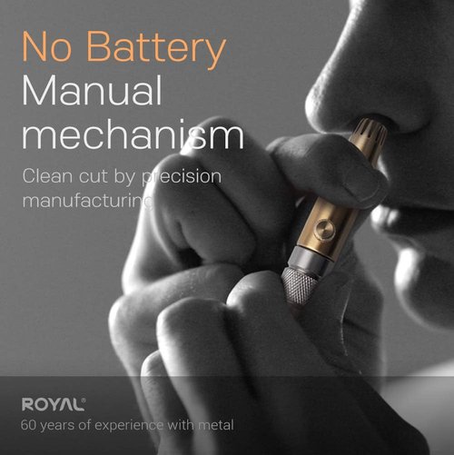 Royal Premium Nose Hair Trimmer for Men - Manual, Battery-Free, Waterproof, Brass & Stainless Steel ET-32