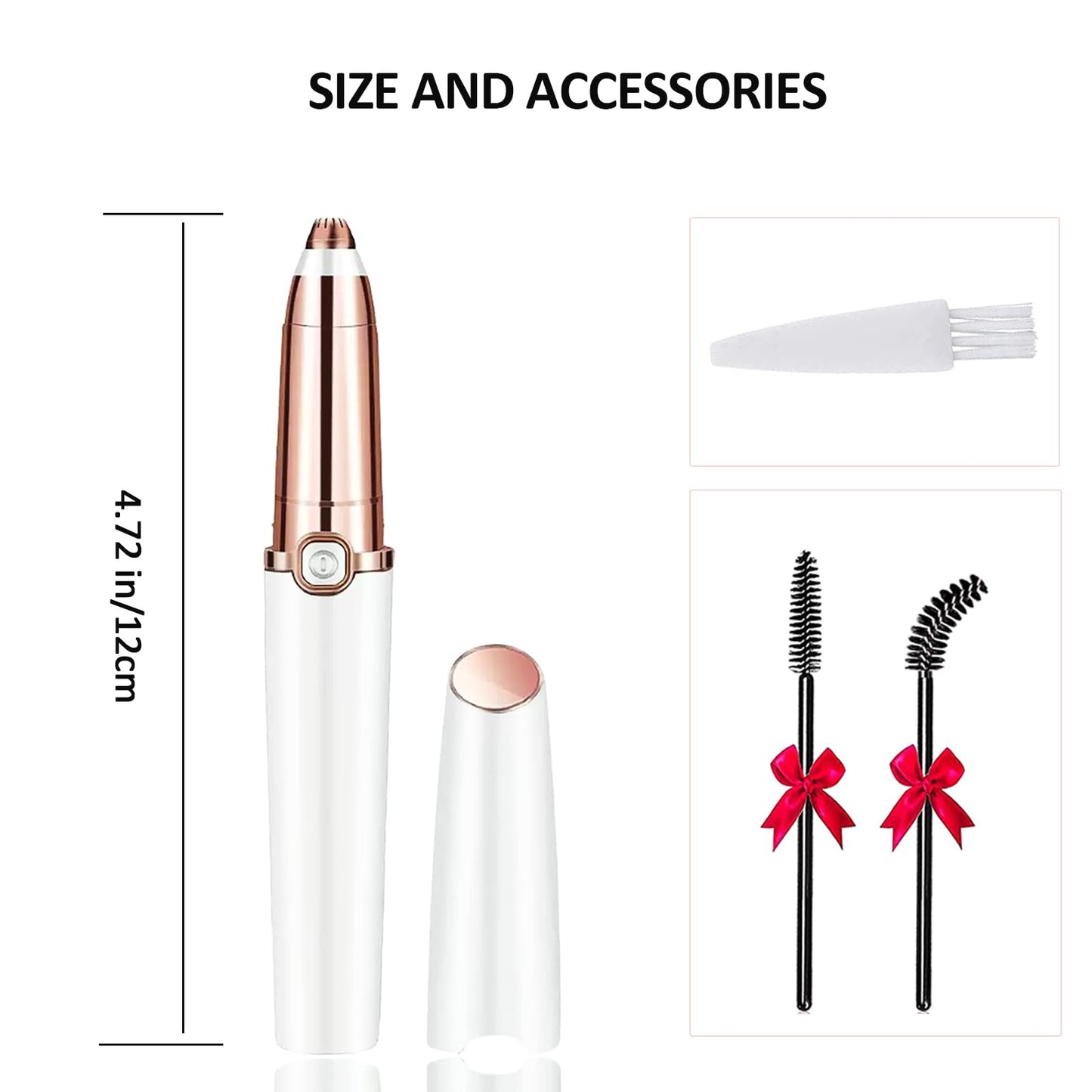 Eyebrow Hair Remover, Upgraded Hair Removal Trimmer, Flawless & Pain-Free Facial Hair Removal for Women & Men, Body Hair Trimmer Personal Groomers for Upper Lips/Nose/Eyebrow/arms/Legs (Pearl White)