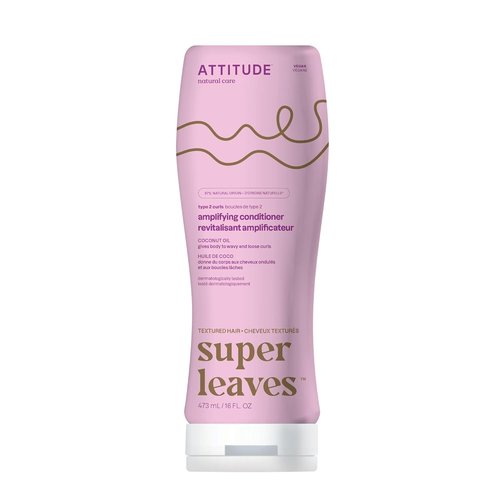 ATTITUDE Amplifying Conditioner for Curly Hair - Coconut Oil Vegan Detangler | 16 Fl Oz, Naturally Derived Ingredients