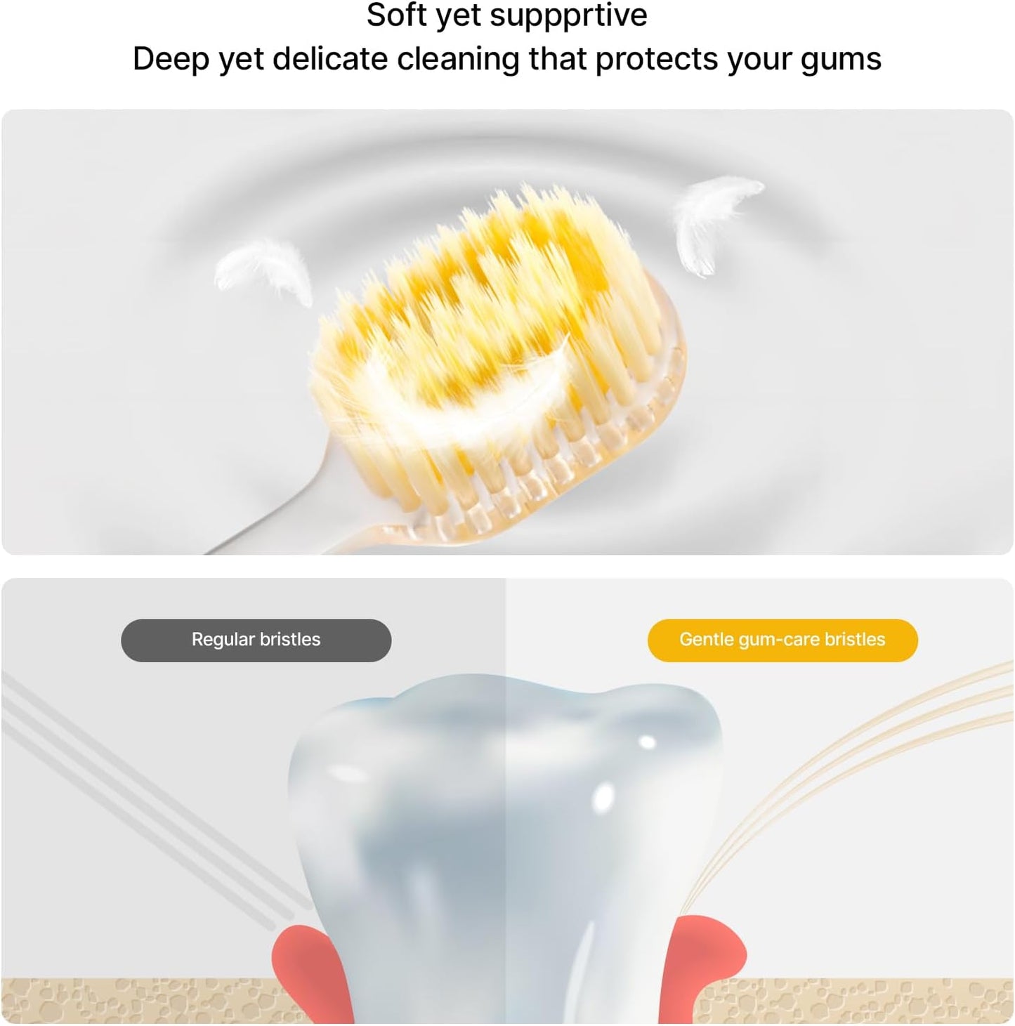 ZDEER Ultra Soft Bristle Toothbrush - Gentle Care for Sensitive Gums | Aluminum Alloy Handle, 11 Heads