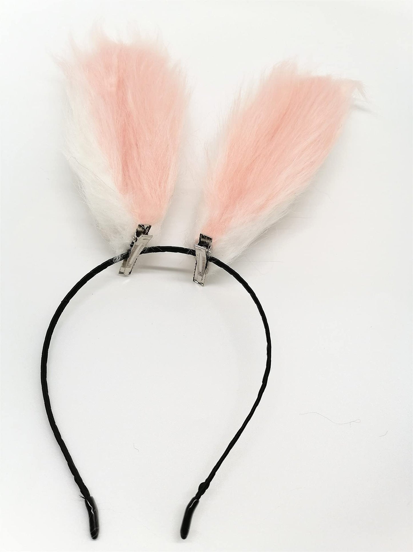 Fxaelian Cosplay Pink White Rabbit Bunny Long Ears Headband Hairband Hair Clips Headpeice Easter Halloween Costume Party Headpiece Headwear Hair Accessories Pink White