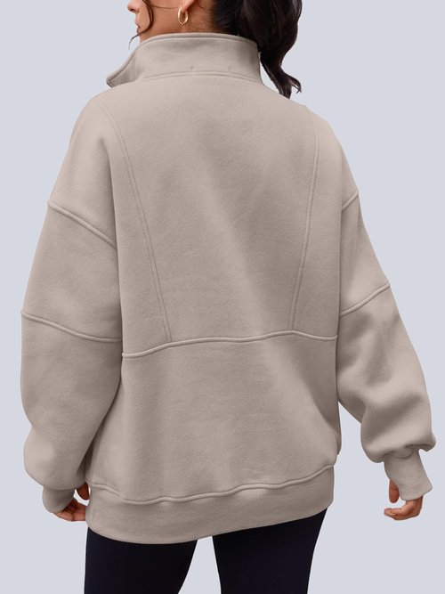 AUTOMET Women's Oversized Quarter Zip Sweatshirt - Cozy Fleece Pullover Hoodie for Fall | Stylish Mock Neck