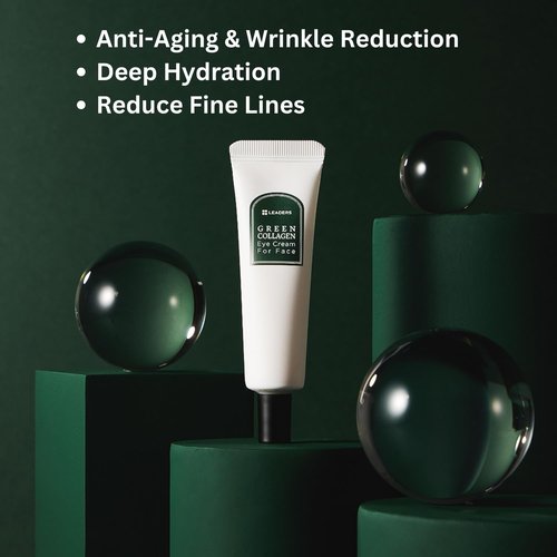 LEADERS Green Collagen Eye Cream - Vegan Anti-Aging Treatment for Fine Lines & Dark Circles, 30ml
