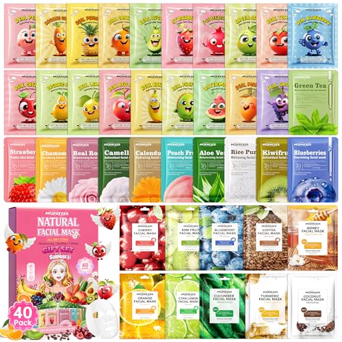 Collagen Face Masks Skincare Set for Women, Spa Face Mask with Collagen Extract, Bulk Facial Masks for Teen Girls, Korean Face Mask Sheet Gift for Sensitive Skin, Daily Hydrating Skincare Routine