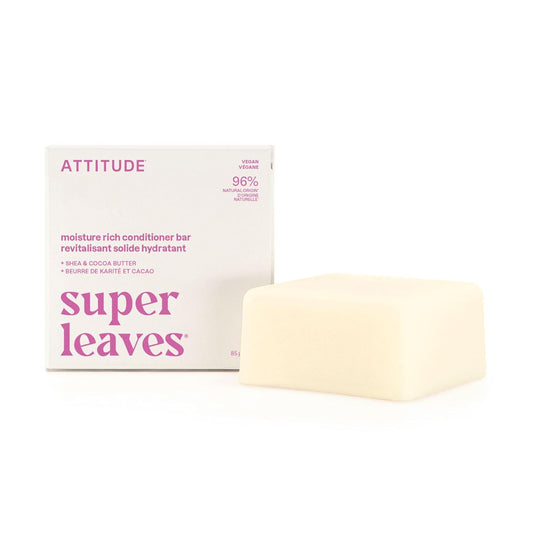 ATTITUDE Moisture Rich Conditioner Bar - Natural Shea & Cocoa Butter for Ultra Dry Hair - 3 Oz | Vegan & Clean Ingredients