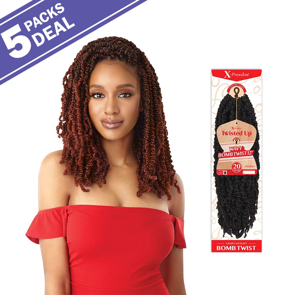 MULTI PACK DEALS! Outre Crochet Braids X-Pression Twisted Up Wavy Bomb Twist 12" (5-PACK, 2T1B/425)