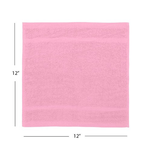 Avalon Towels Cotton Washcloths – (Pack of 36) Size 12x12 Inches, 100% Ring Spun Cotton, Soft & Absorbent Face Towels, Gym Towels, Hotel and Spa Quality, Reusable Fingertip Towels (Pink)
