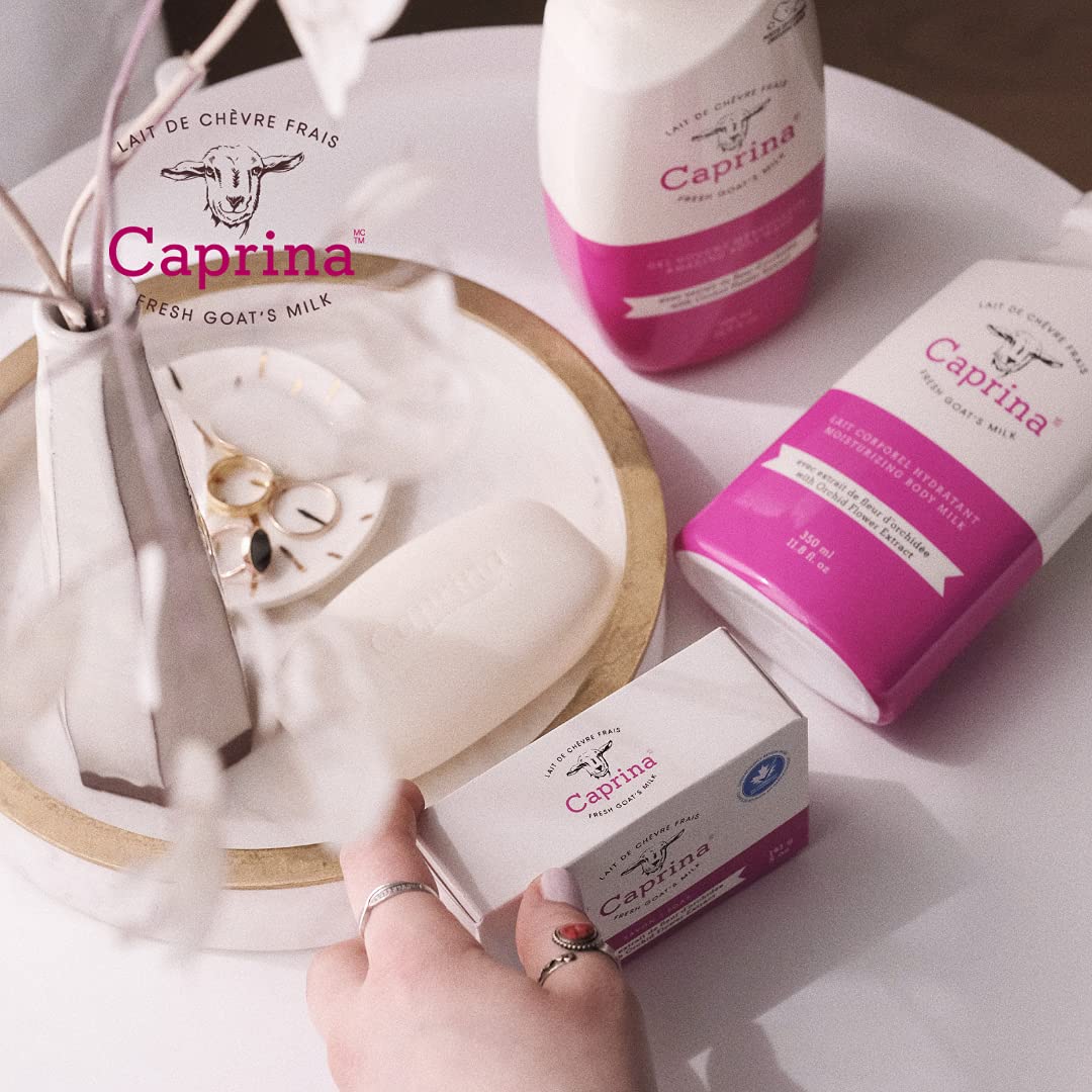 Caprina by Canus Amazing Body Wash, Orchid Oil, With Fresh Canadian Goat Milk, Gentle Soap, Moisturizing, Vitamin A, B2, B3, & More, 16.9 Fl Oz