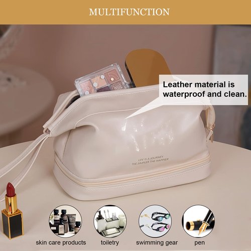 Abiudeng Large Makeup Bag,toiletry bag for women,Waterproof Cosmetic Bag,Make up Travel Bag Essentials,Cute Travel Toiletry Bag with compartments,Makeup Bag Organizer with Bottom Pouch