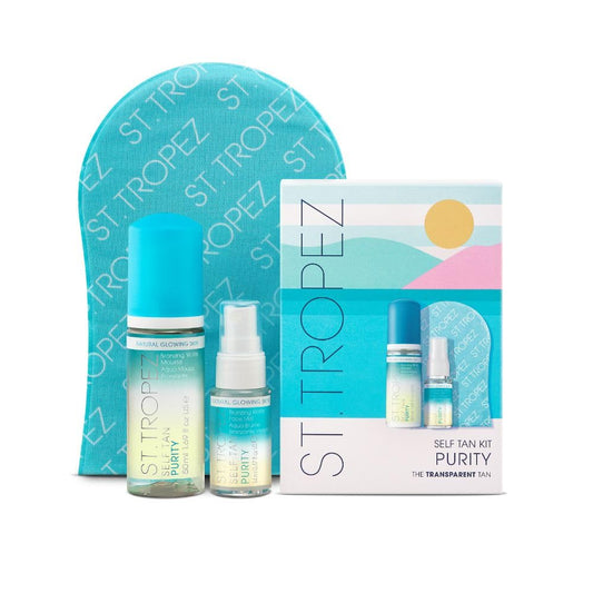 St.Tropez Purity Mini Kit - Self Tan Bronzing Water Mousse & Face Mist with Tanning Mitt | Vegan, Tropical Scent